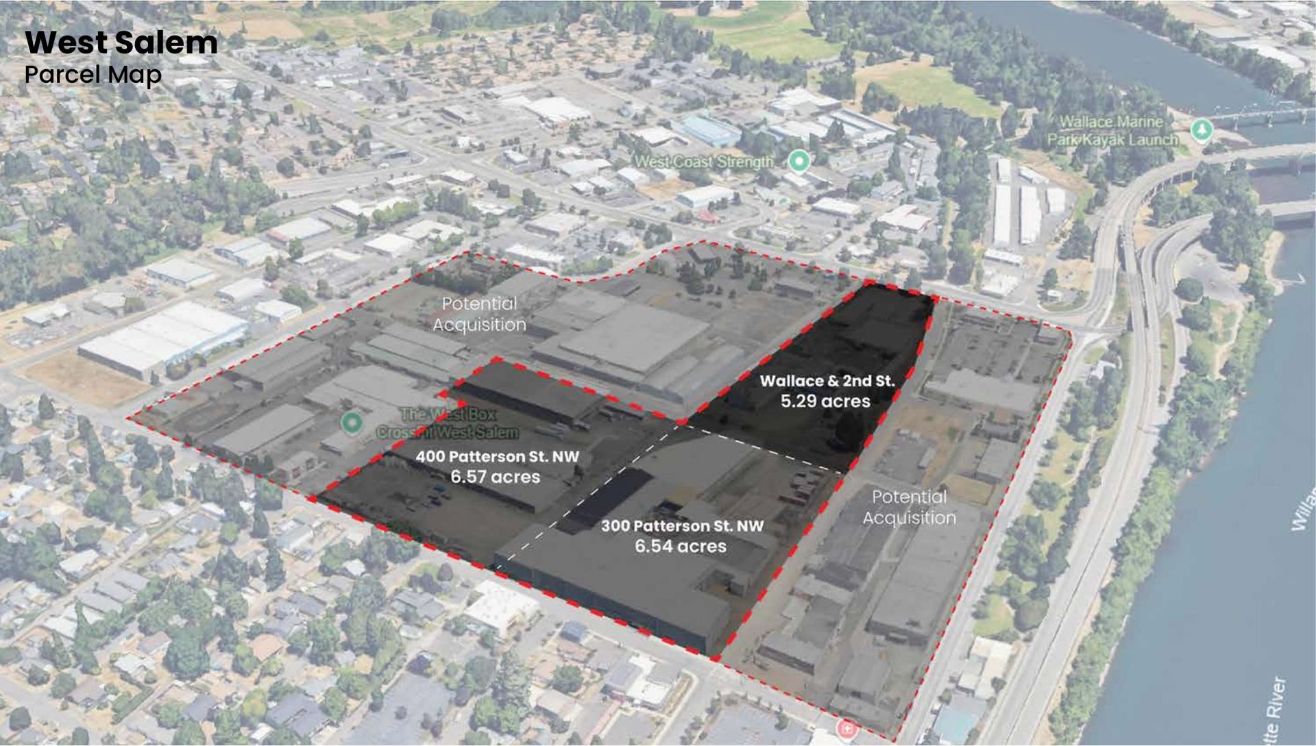 Aerial photo of district parcels with boundaries