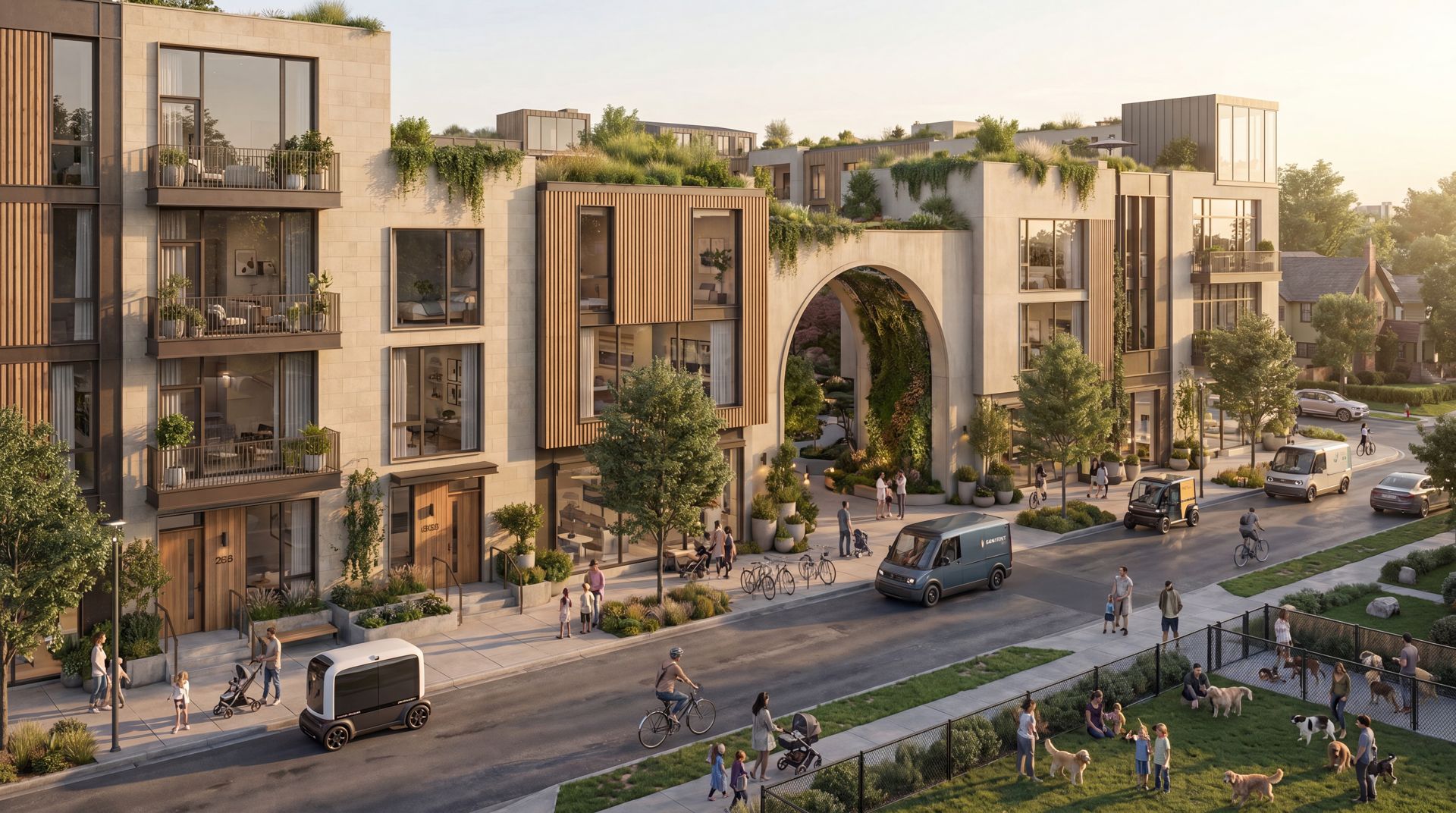 Phase 1 render — catalyst residential courtyards and multifamily