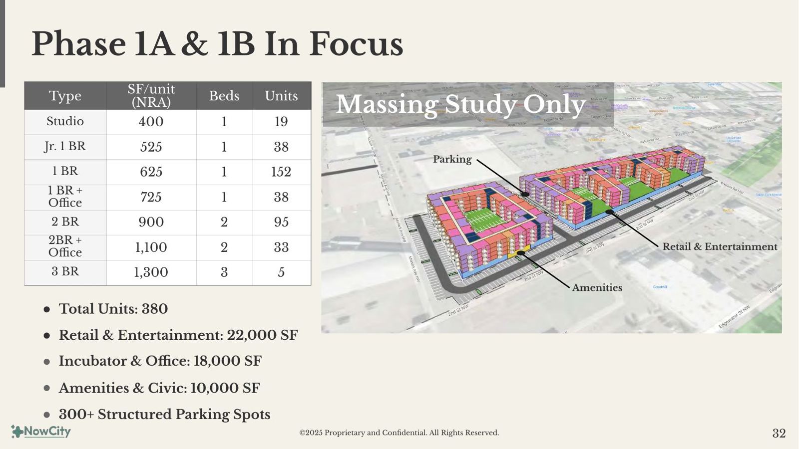Phase 1A and 1B massing study